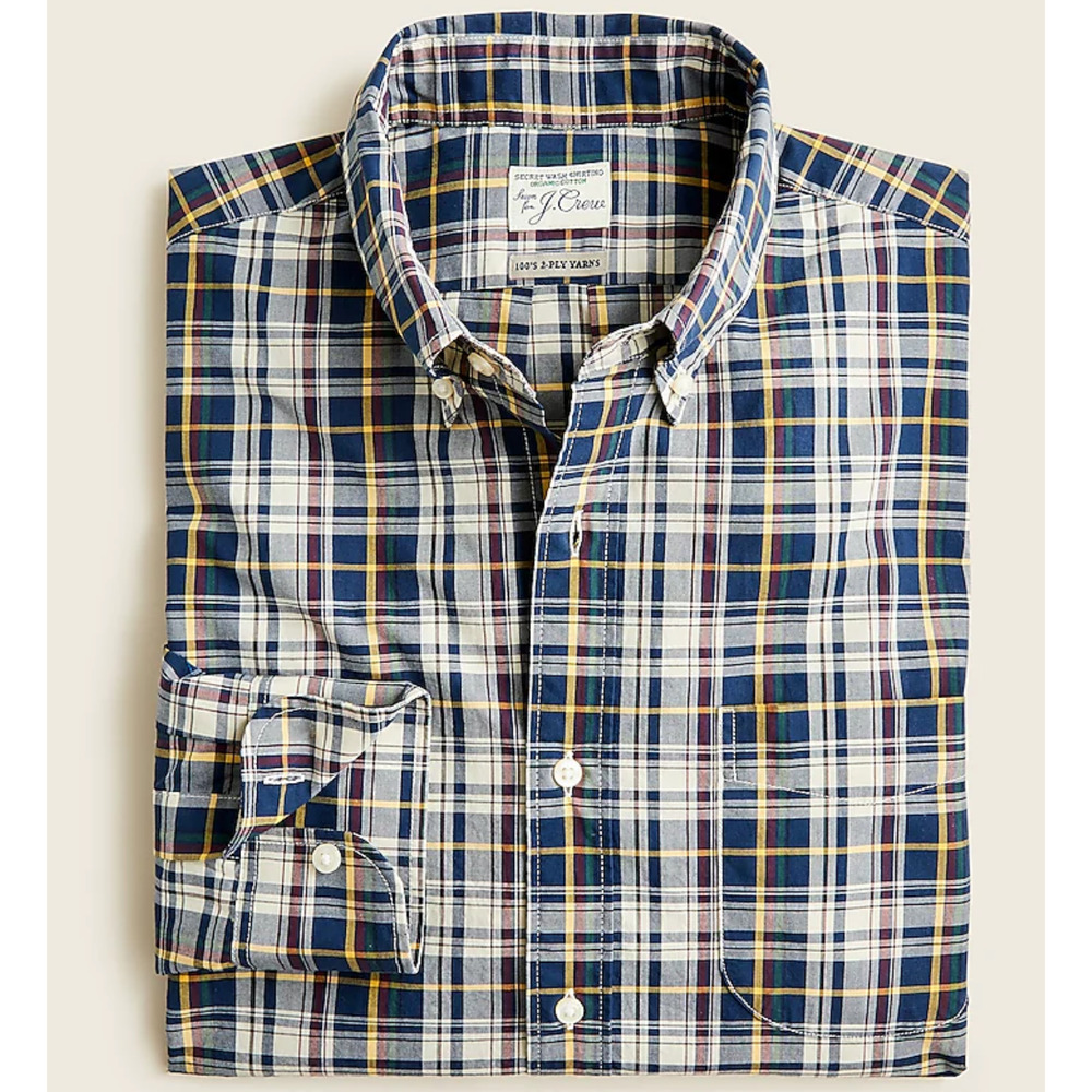 J.Crew Secret Wash organic cotton poplin shirt size XL